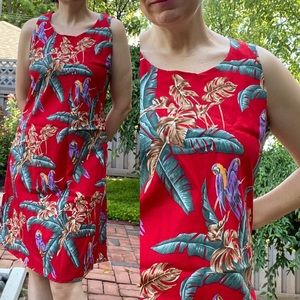 Hawaiian Print Midi Dress